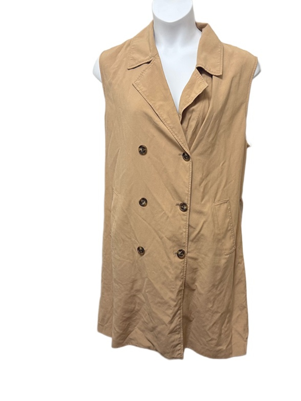Nine West Beige And White Sleeveless Trench Dress with Belt Size XXL Women's